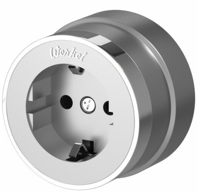 Werkel W5871054/ Розетка с заземлением Vintage (серебро матовый/хром) a055929