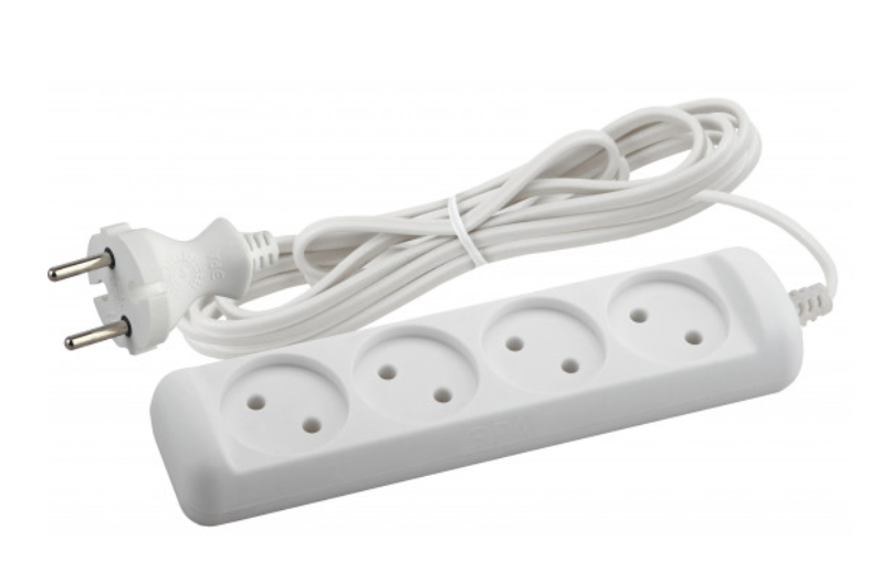 Удлинитель 4 гнезда  5 метров без заземляющих контактов 1300Вт, UX-4-5m ЭРА