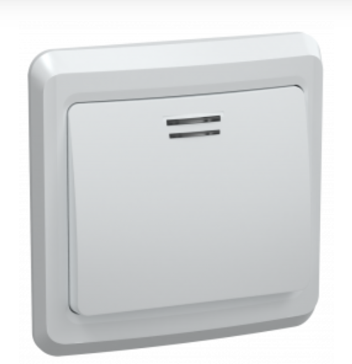 IEK  Вега  Белый Выключатель 1-клавишный 10А с индикатором  ВС10-1-1-ВБ