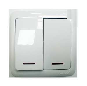 Lezard VIOLA Белый  Выключатель 2-клавишный с подсветкой открытая установка 751-0200-112